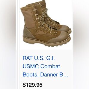 Vates Tan Leather Winter Boots with USMC Logo  Size 14